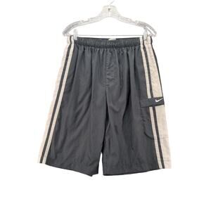 Nike Swim Shorts Trunks Size M Black White Stripes Pocket Logo